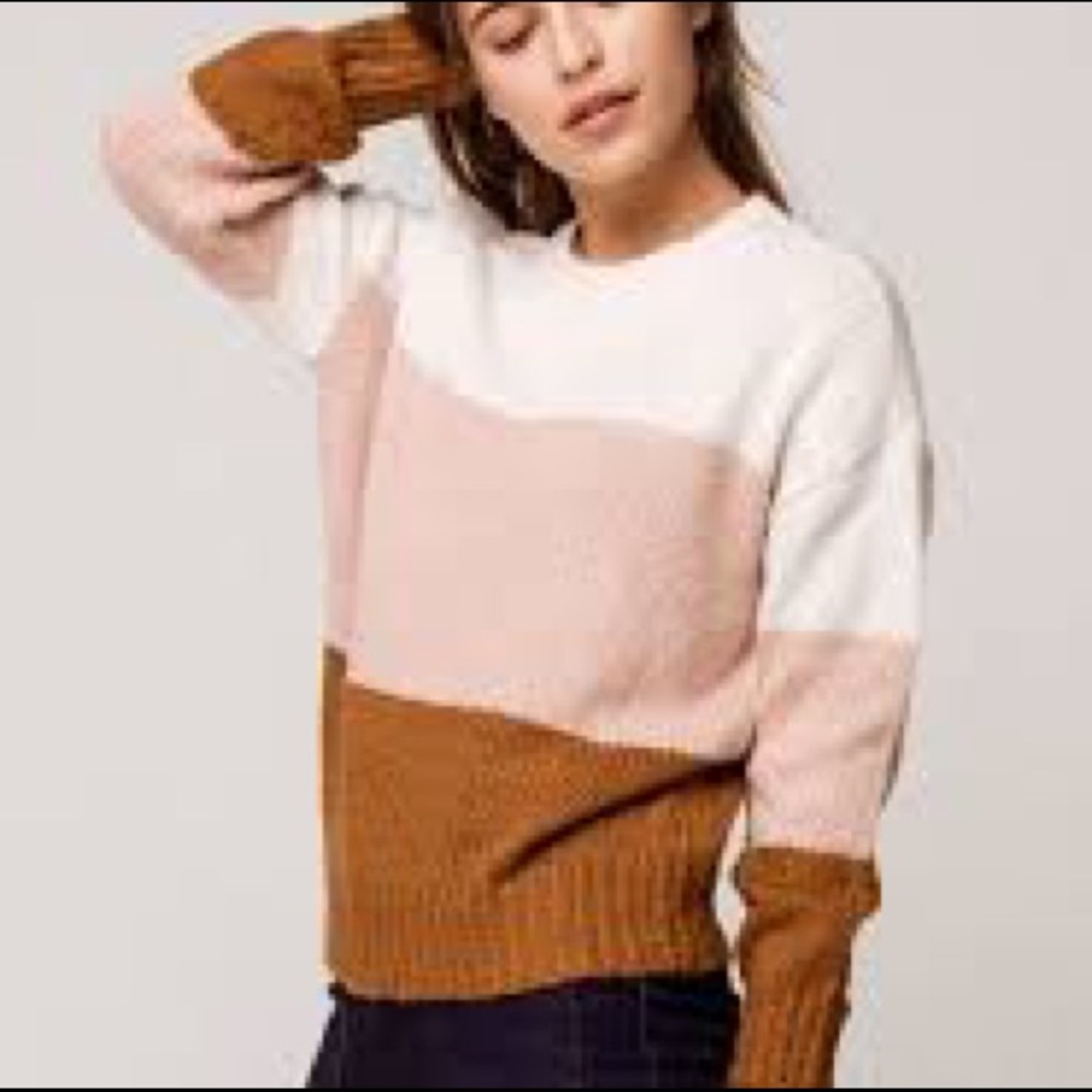 tri-color knit sweater from tillys